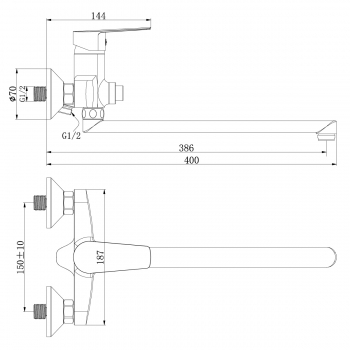 Смеситель для ванны Rossinka S35-35