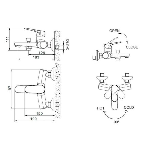 Смеситель Bravat Eler F6191238CP-01-RUS для ванны и душа