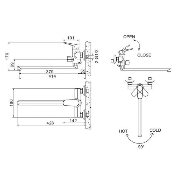 Смеситель Bravat Eler F6191238CP-01L-RUS универсальный