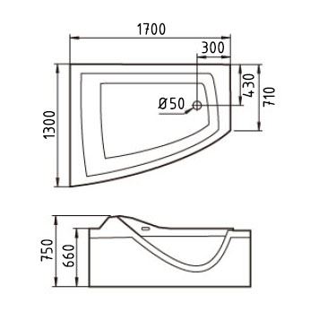 Гидромассажная ванна Gemy G9056 K L 170х130 со стеклянной стенкой